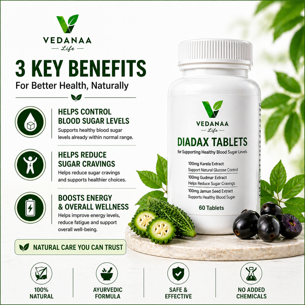VEDANAA LIFE Diadax Tablets – Natural Diabetes Care Tablets (120 Tablets)