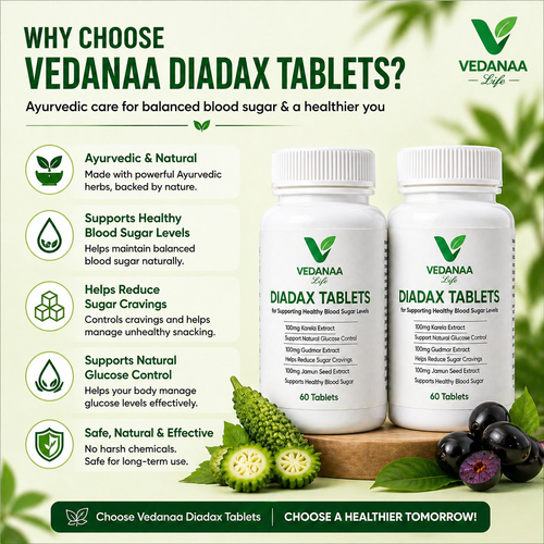 VEDANAA LIFE Diadax Tablets – Natural Diabetes Care Tablets (120 Tablets)
